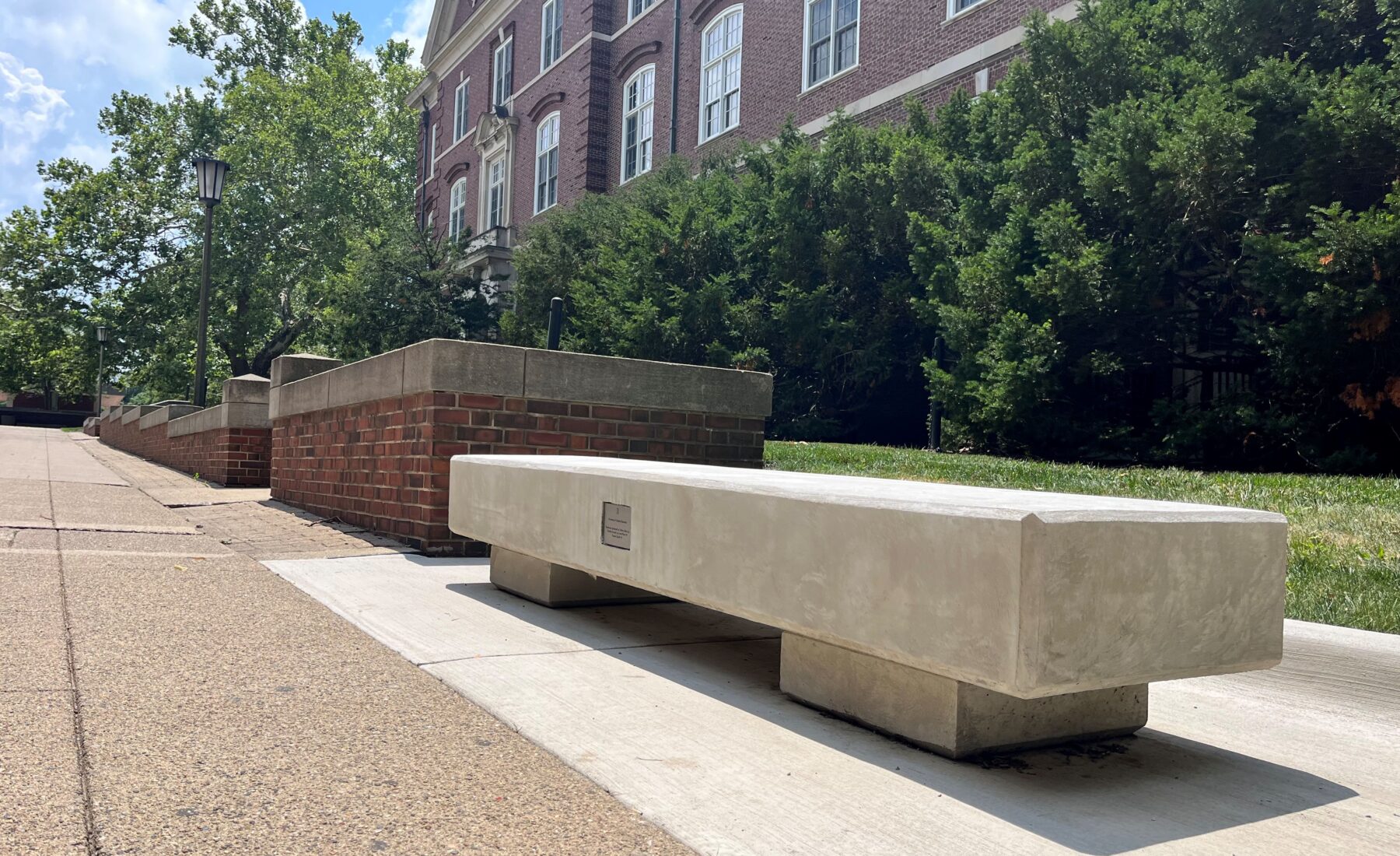 Image of a donor bench near Gregory Hall