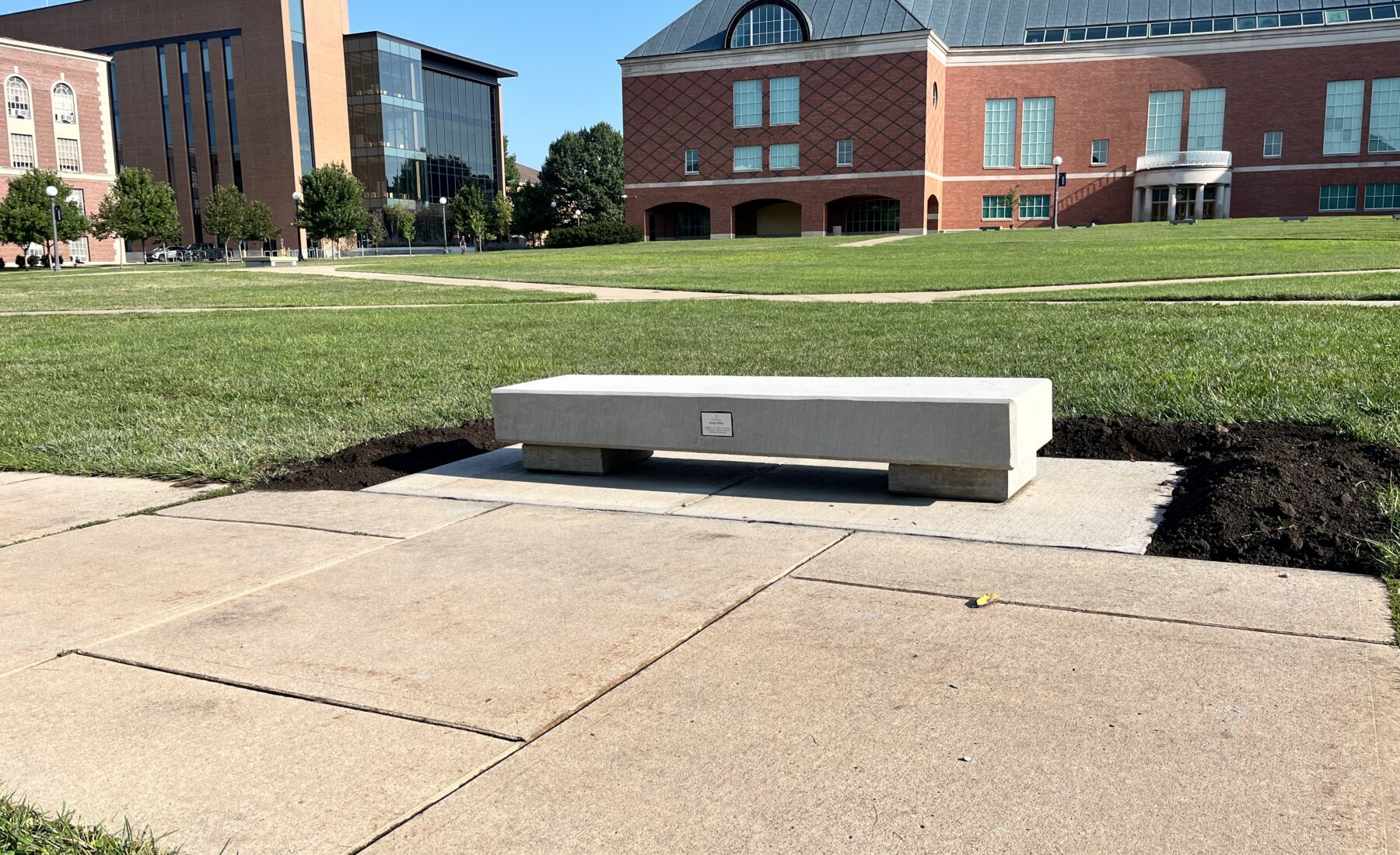 Image of a donor bench in Bardeen Quad. 