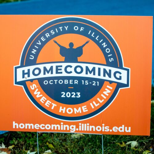Homecoming Logo on sign.